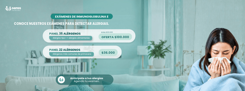 Exámenes de inmunoglobulina E: conoce nuestros exámenes para detectar alergias. Panel 35 alérgenos oferta $100.000, panel 22 alérgenos $36.000