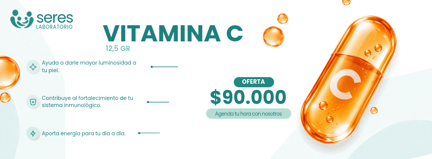 Vitamina C 12,5 g: mayor luminosidad de la piel, fortalece el sistema inmunológico, aporta energía. Oferta $90.000